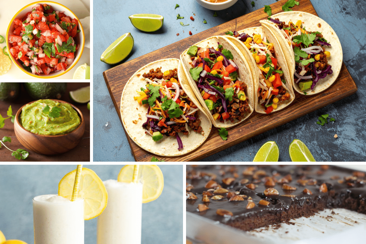 tex mex memorial day menu ground beef tacos with homemade flour tortillas pico de gallo guacamole creamy lemonade texas sheet cake