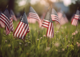 how to honor and remember memorial day flags in grass