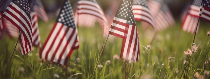 how to honor and remember memorial day flags in grass