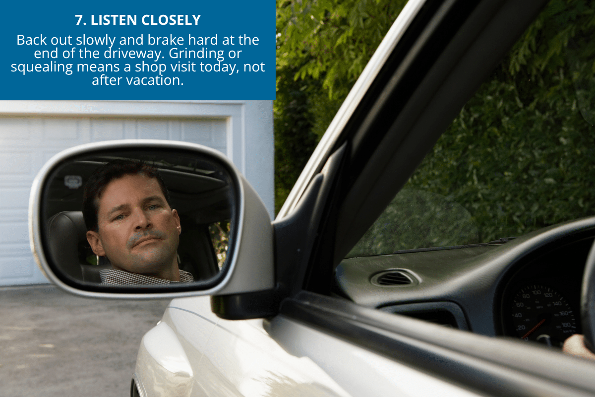 listen to the breaks before a road trip man in car with driver side window down