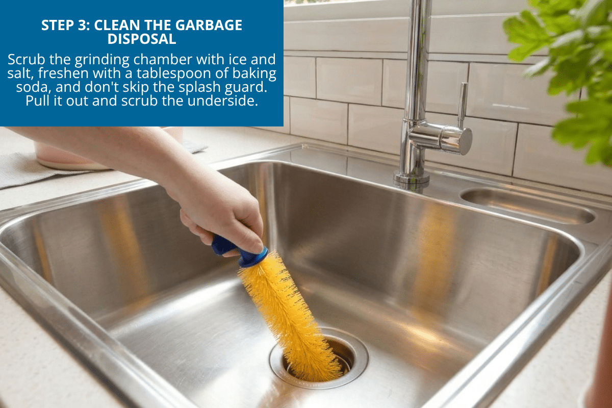 step three clean the garbage disposal