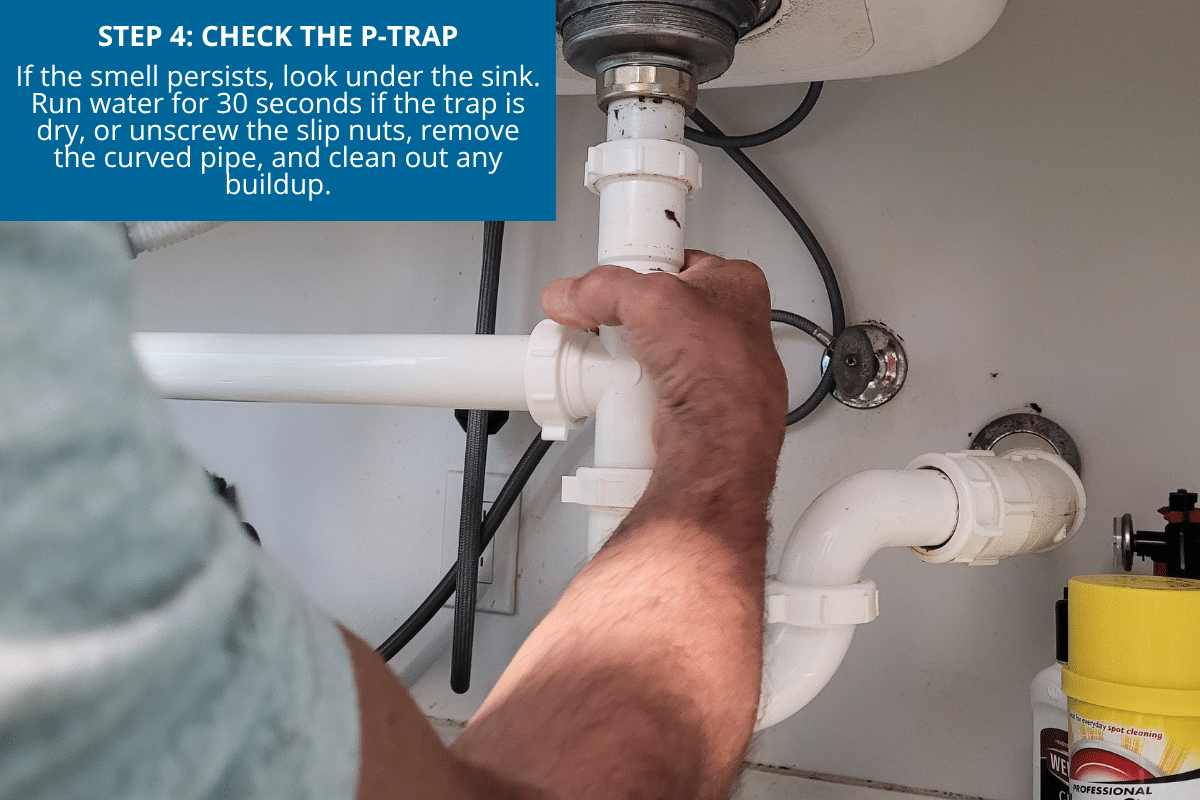 check the p-trap to fix a stinky kitchen drain