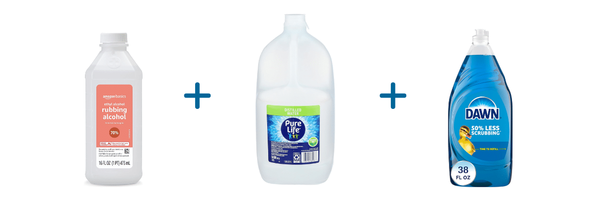 how to make your own DIY eyeglass lens and screen cleaner three ingredients rubbing alcohol distilled water blue dawn