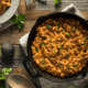 copycat hamburger helper pasta recipe in a cast iron skillet