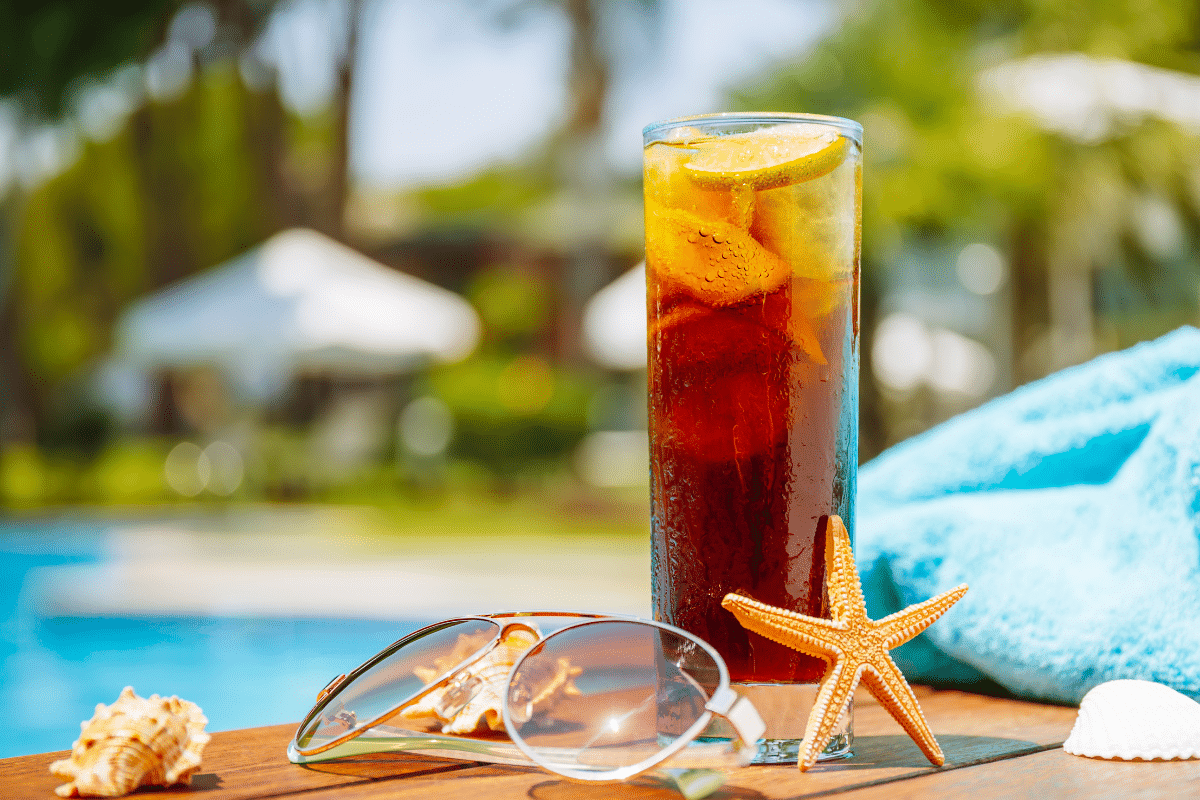 iced tea by the pool