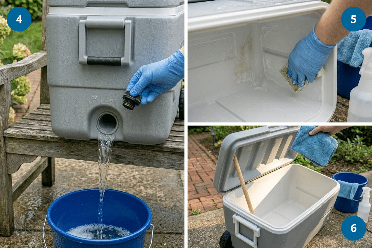 how to clean a stinky cooler step by step drain plug inside and dry completely