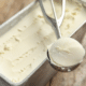 delicious creamy no churn vanilla ice cream scoop and loaf pan