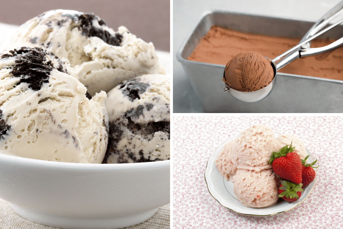 variations on 3-ingredient no churn vanilla ice cream chocolate strawberry classic cookies and cream oreos