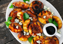 Grilled Peaches with Balsamic and Blue Cheese