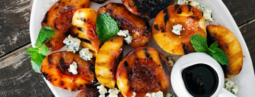 Grilled Peaches with Balsamic and Blue Cheese