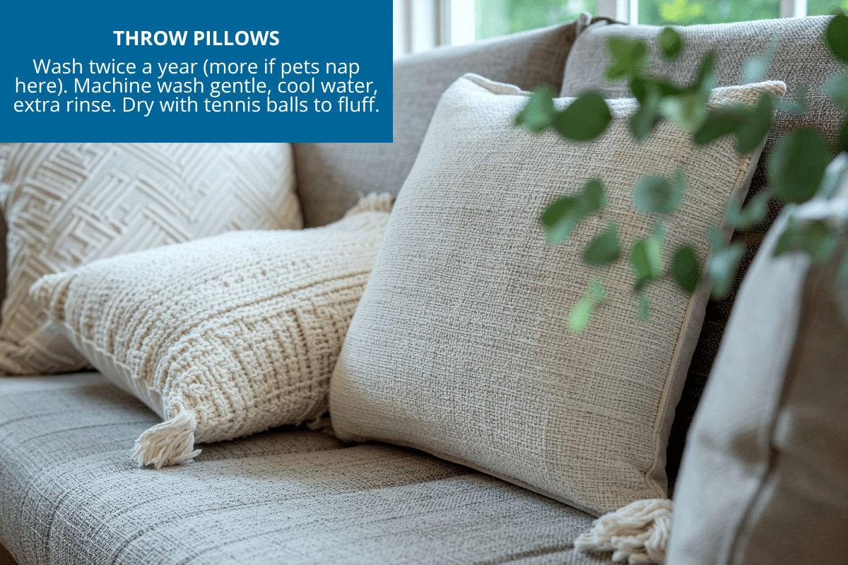 how often should you clean throw pillows