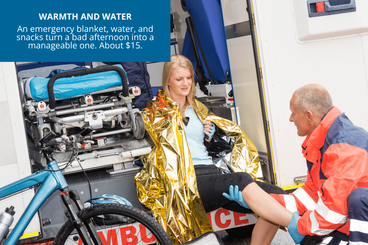 warmth and water for road side emergency kit