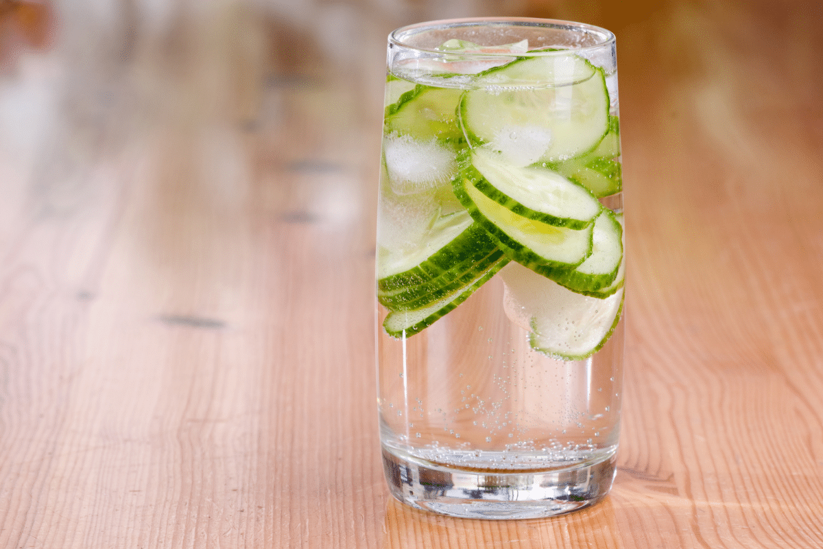 cucumber water in a glass