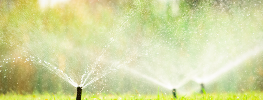 how to read your water bill sprinklers on a residential lawn