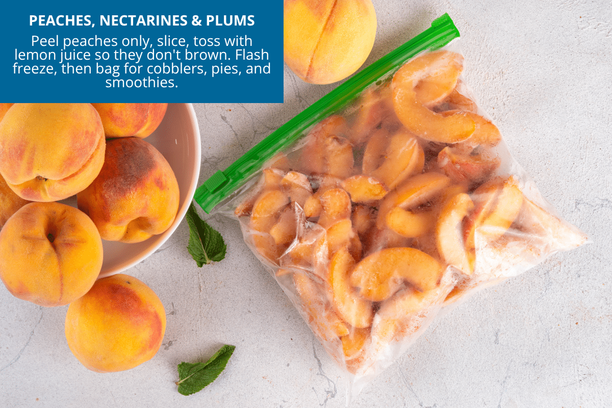 freezer bag of peaches