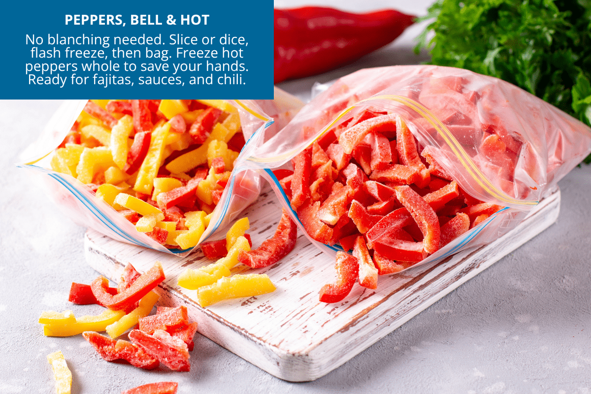 ziploc bag of frozen bell peppers