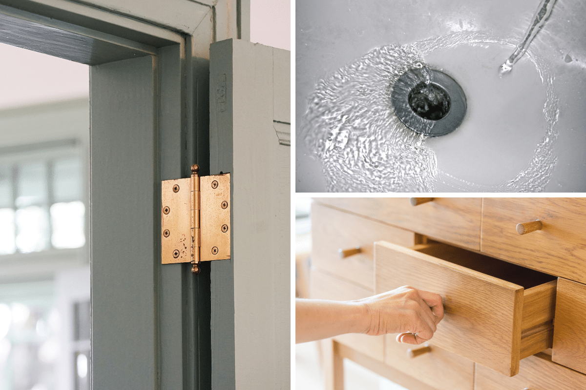 easy home repairs slow sink drain squeaky hinges sticky drawer
