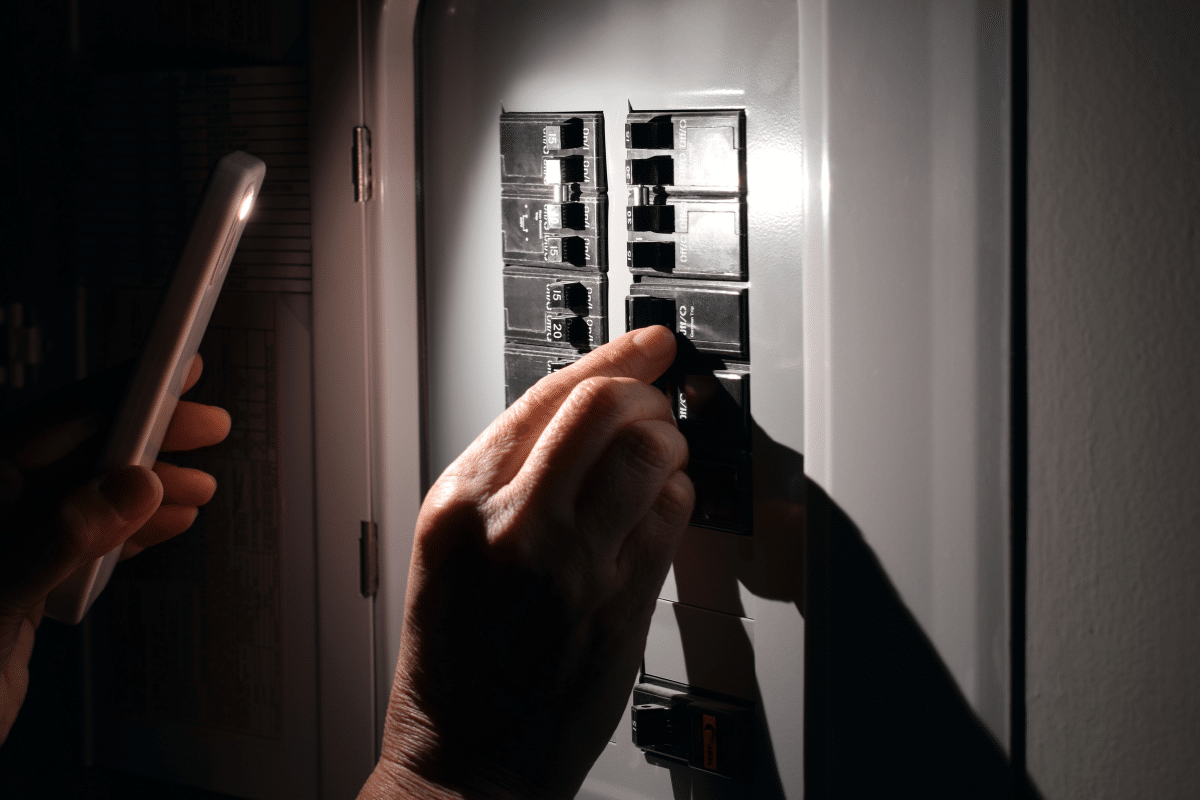phone flashlight during an emergency power outage
