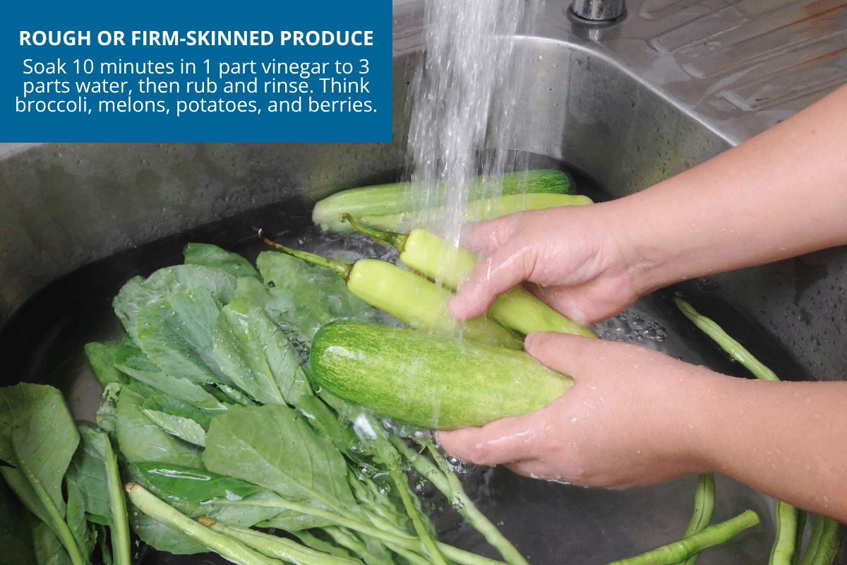 how to was rough or firm-skinned produce like broccoli cauliflower melon
