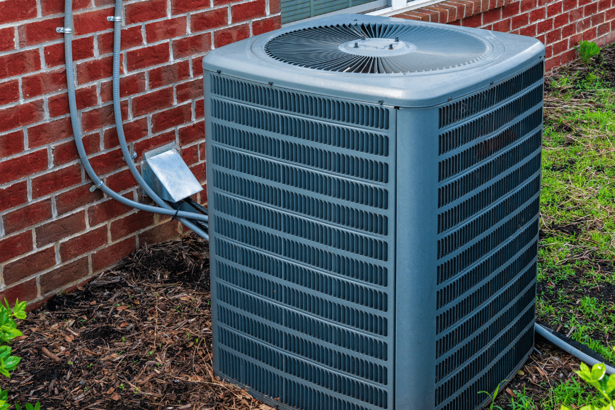 central AC maintenance air condenser outdoors