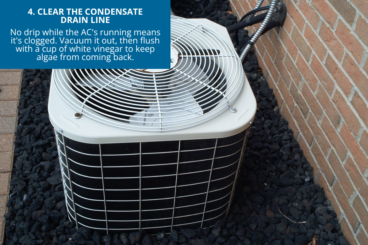 clear the condensation drain line for hvac
