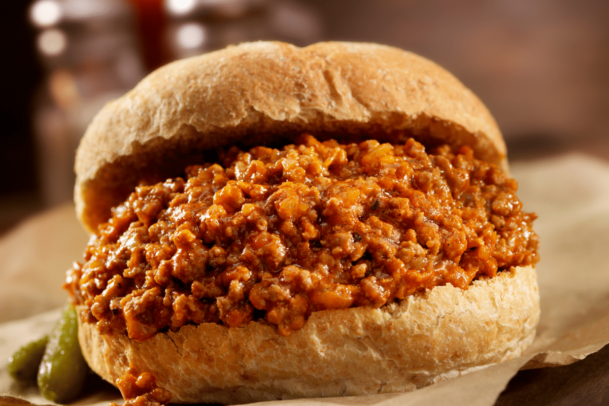 closeup of a sloppy joe