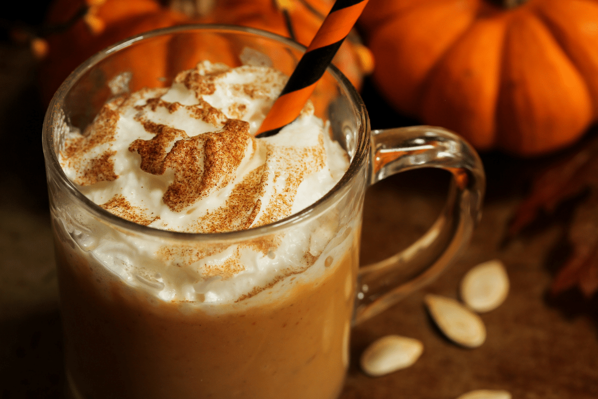 close up of a pumpkin spice latte