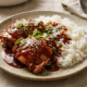 chinese chicken in slow cooker with white rice recipe with sesame seeds and scallions