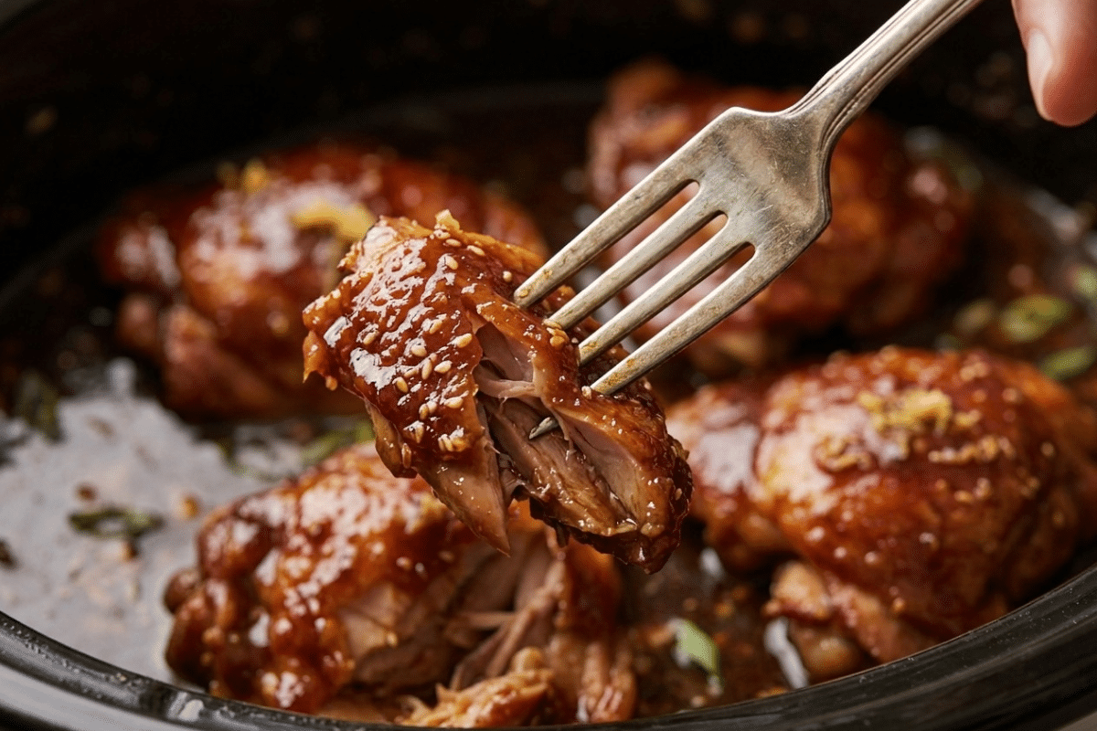 fork tender chinese chicken thighs in slow cooker