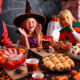 cheap Halloween party snacks for kids punch bowl mummy dogs ghost bananas