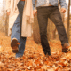 educe healthcare costs with three habits healthy couple walking in autumn leaves