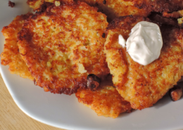 Crispy potato cakes made with leftover mashed potatoes