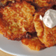 Crispy potato cakes made with leftover mashed potatoes