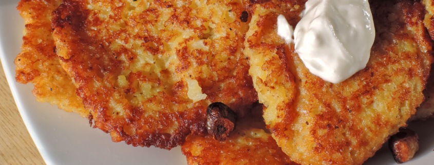 Crispy potato cakes made with leftover mashed potatoes