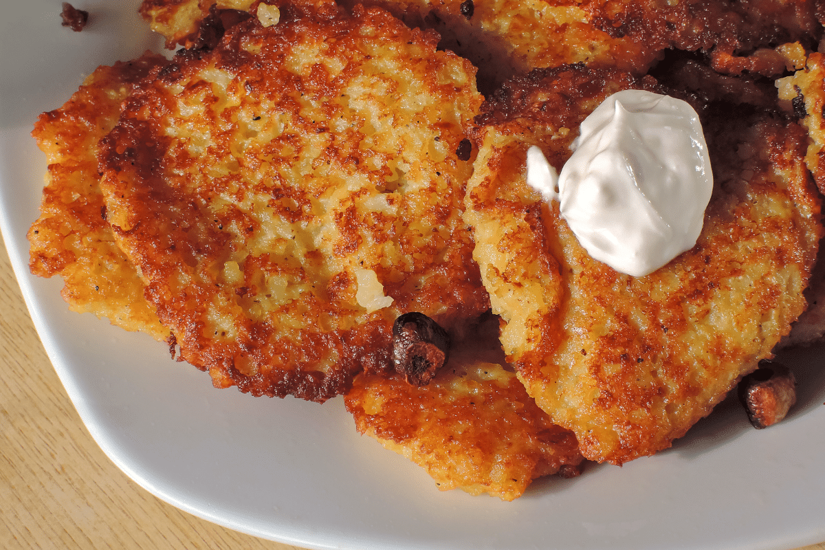 Crispy potato cakes made with leftover mashed potatoes