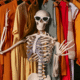 Skeleton with sunglasses in closet