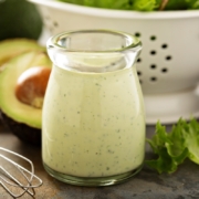 Creamy homemade avocado dressing with fresh avocado, lemon and dill