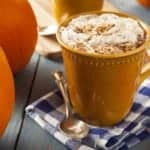 autumn pumpkin spice latte with milk and cream