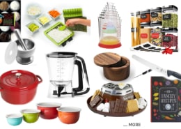 a collage of fun useful awesome gifts for cooks and foodies