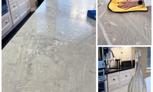 cleaning countertop collage