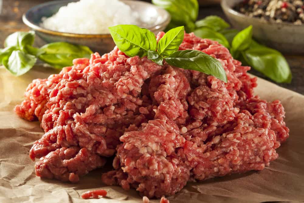 A close up of a plate of food, with Ground beef