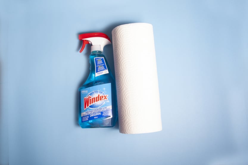 Windex and paper towel