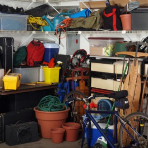 garage filled with clutter