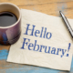 Message on a napkin Hello February