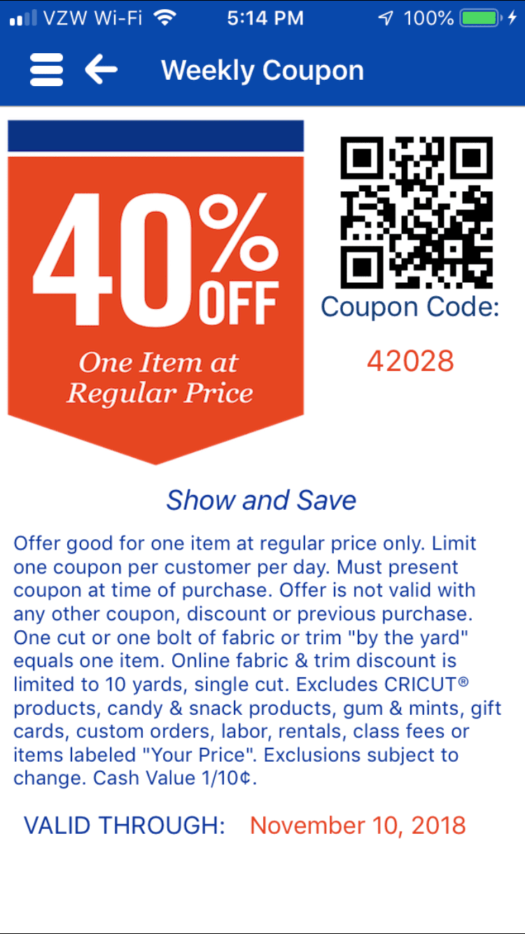 hobby lobby coupon 40 off