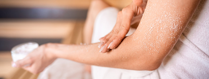 Scrub skin treatment while relax in spa