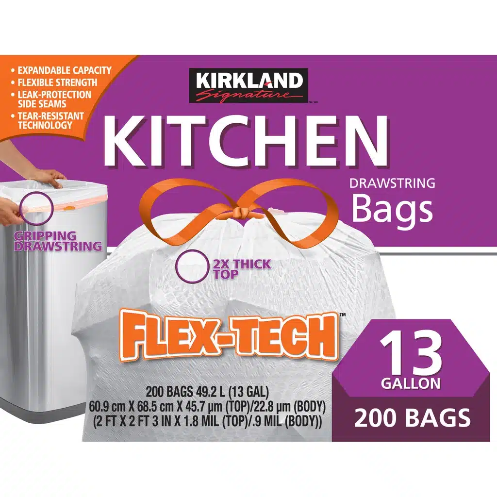 Product Image - Kirkland Signature Flex-Tech 13-Gallon Kitchen Trash Bags