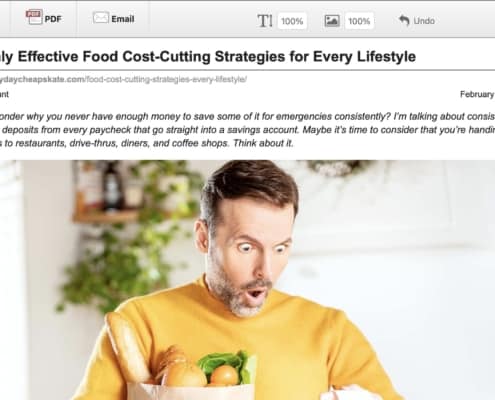 example of webpage with control buttons