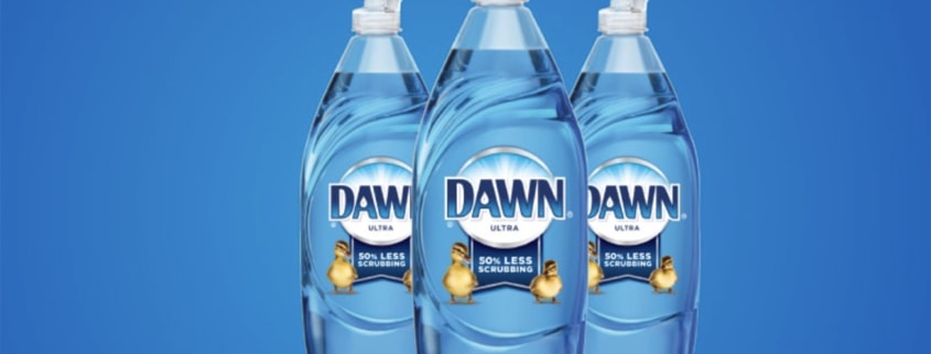 3 bottles of Blue Dawn on blue background