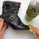 cleaning salt stains on leather boot with olive oil